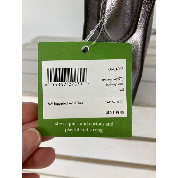 KATE SPADE NWT, PEWTER METALIC LEATHER WOMENS CROSSBODY BAG - Picture 4 of 12